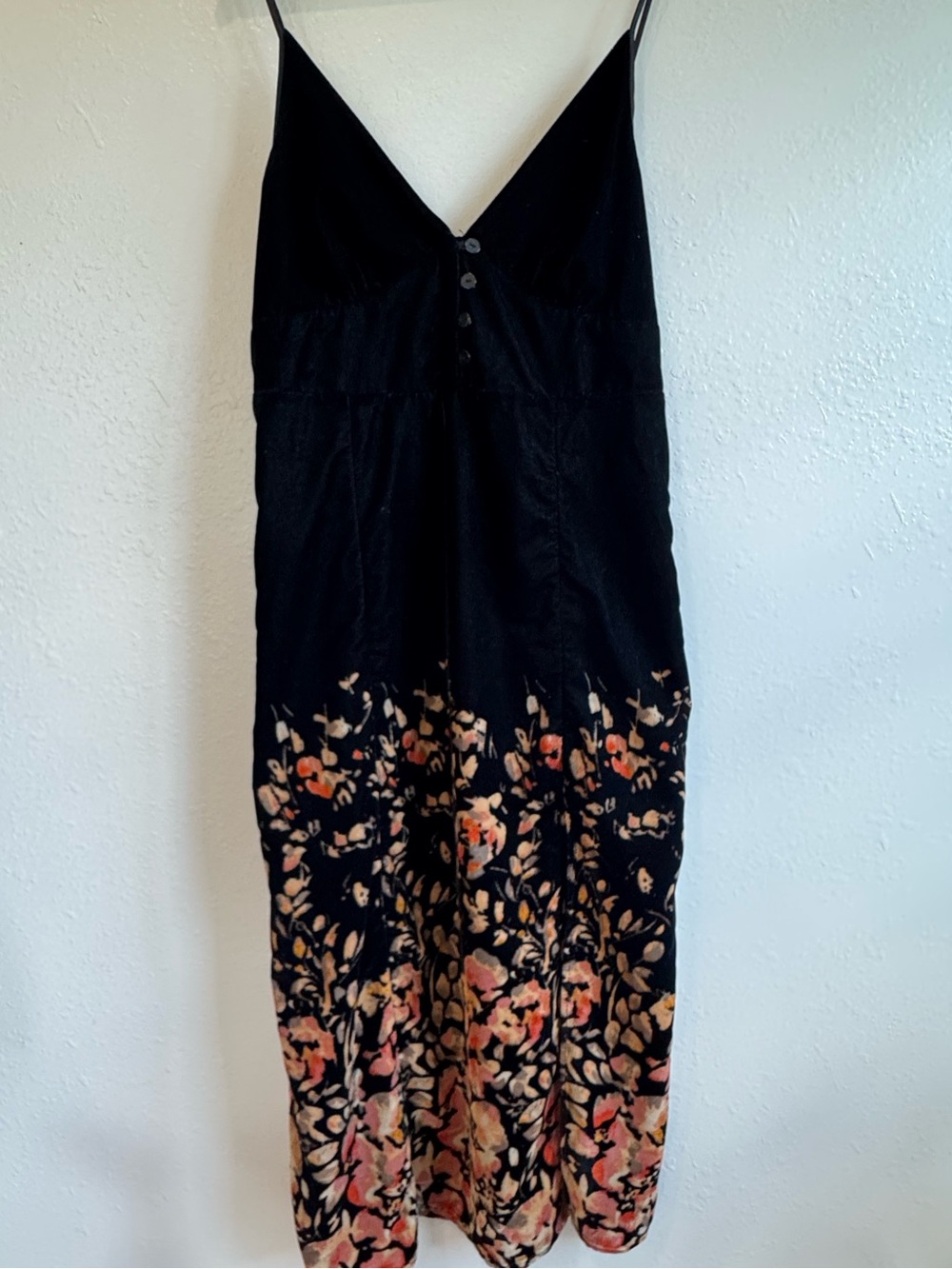 Urban Outfitters Black Velvet Floral Slip Dress | Midi | Size L
